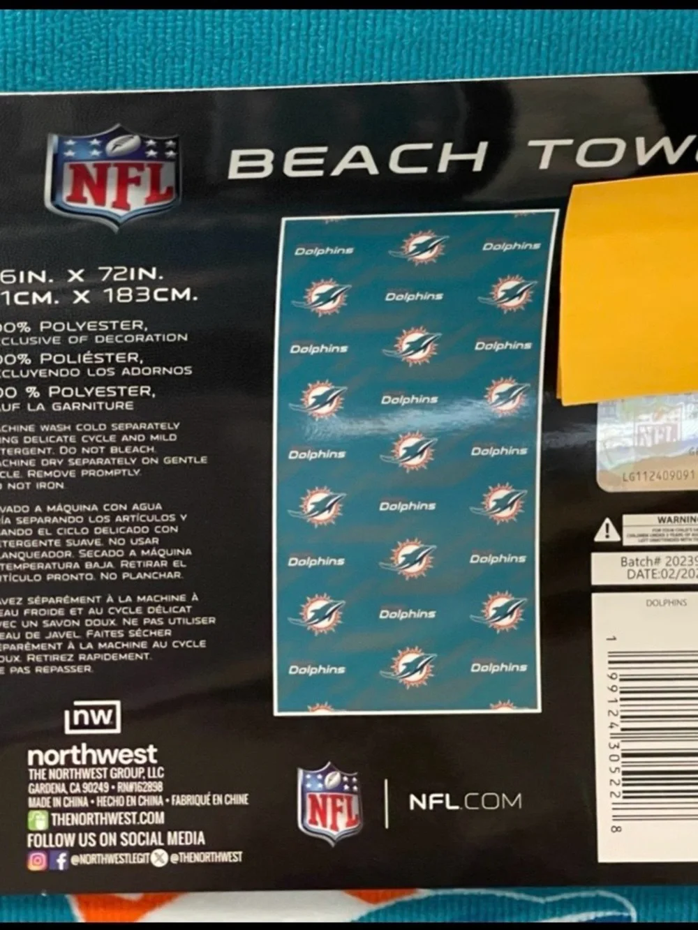 NFL Miami Dolphins Beach Towel - Football Miami Dolphins